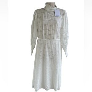 & Other Stories White Jacquard Turtleneck Dress Size 2